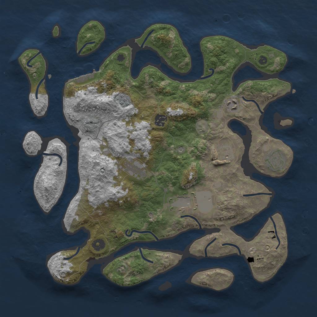 Rust Map: Procedural Map, Size: 3800, Seed: 2549863, 11 Monuments