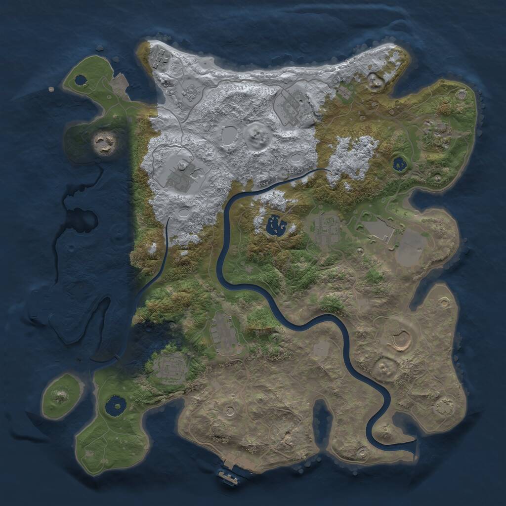Rust Map: Procedural Map, Size: 3700, Seed: 37655904, 17 Monuments