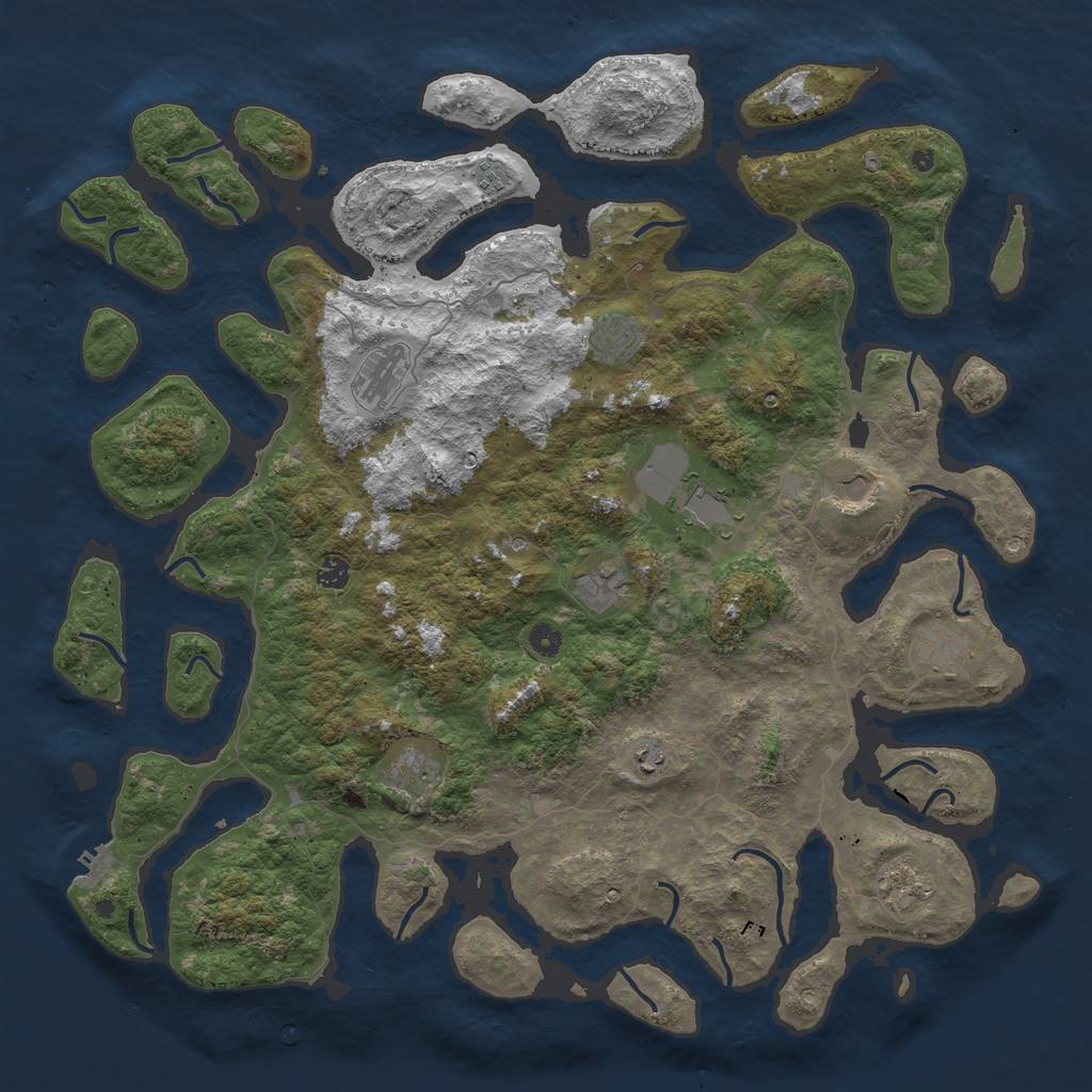 Rust Map: Procedural Map, Size: 5000, Seed: 800850, 15 Monuments