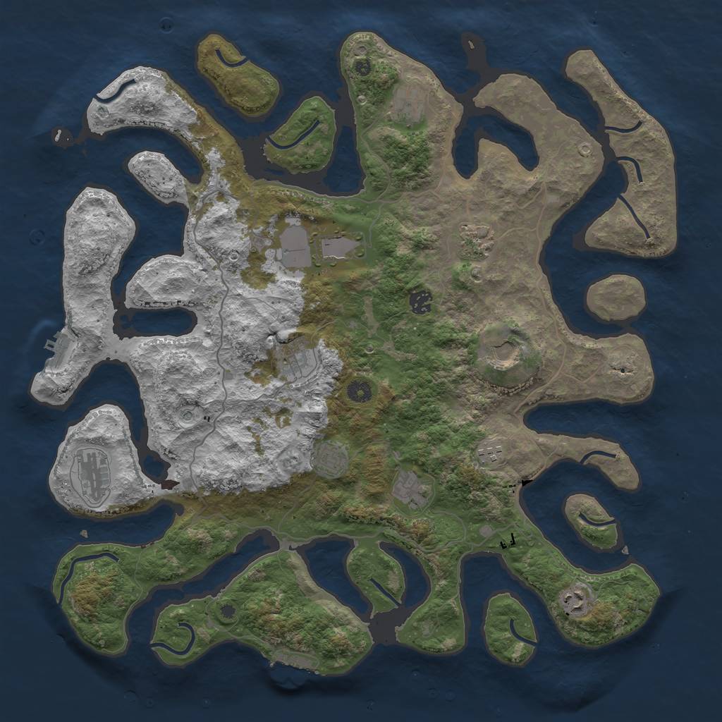 Rust Map: Procedural Map, Size: 4500, Seed: 672224294, 16 Monuments