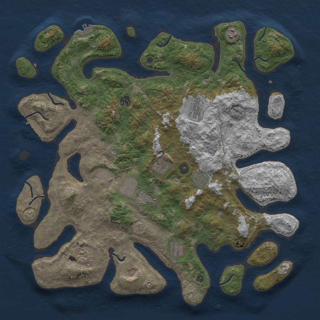 Rust Map: Procedural Map, Size: 4500, Seed: 1184051245, 16 Monuments