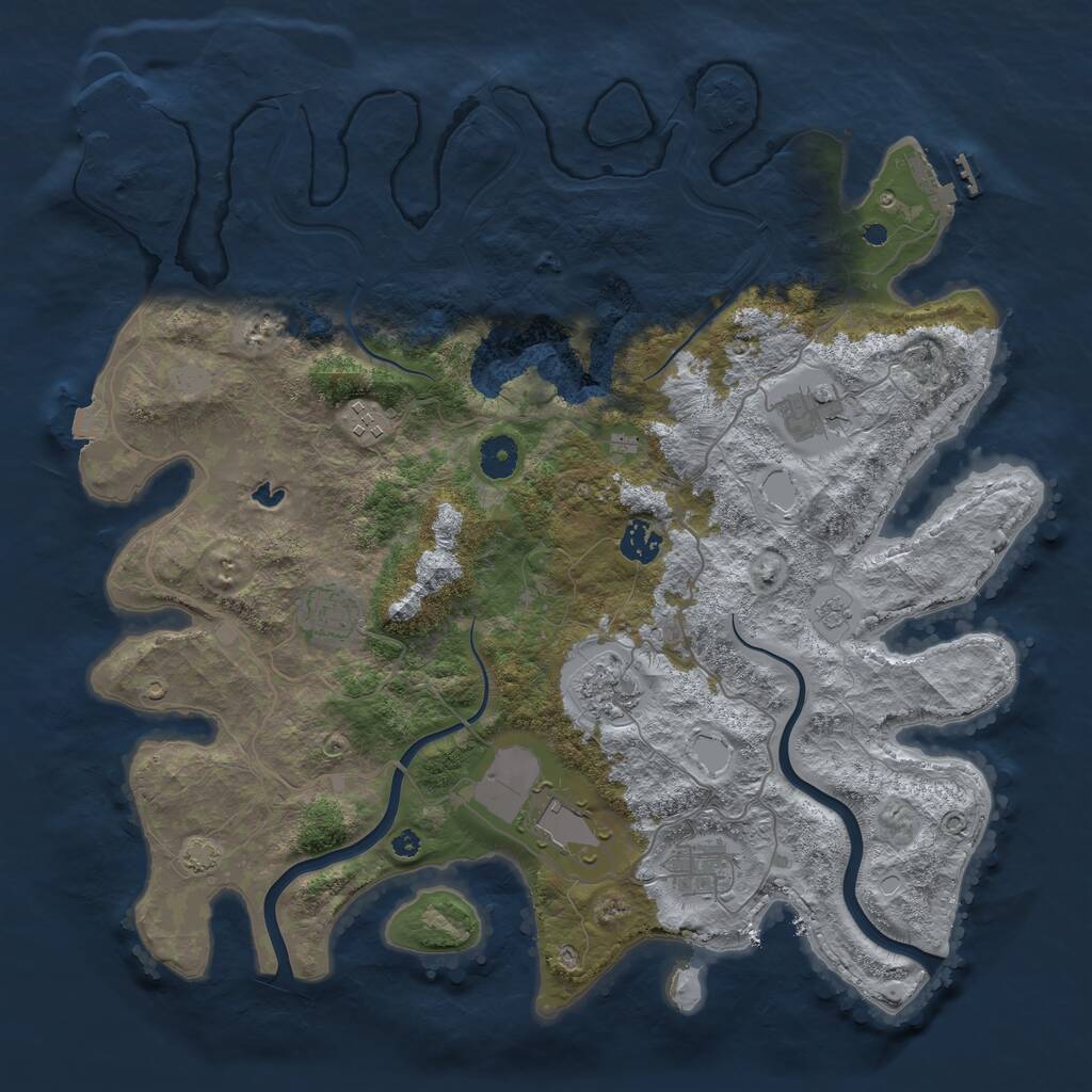 Rust Map: Procedural Map, Size: 4000, Seed: 2136983282, 12 Monuments