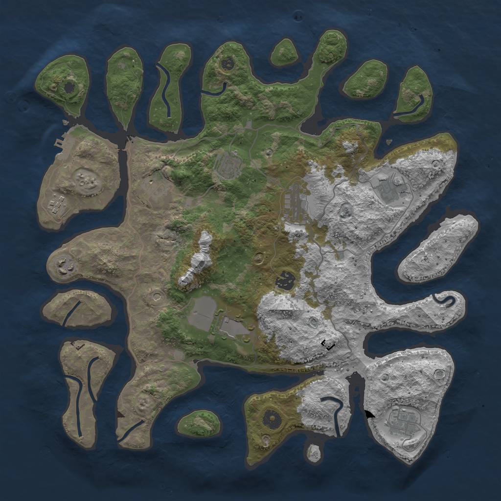 Rust Map: Procedural Map, Size: 4000, Seed: 2136983282, 13 Monuments