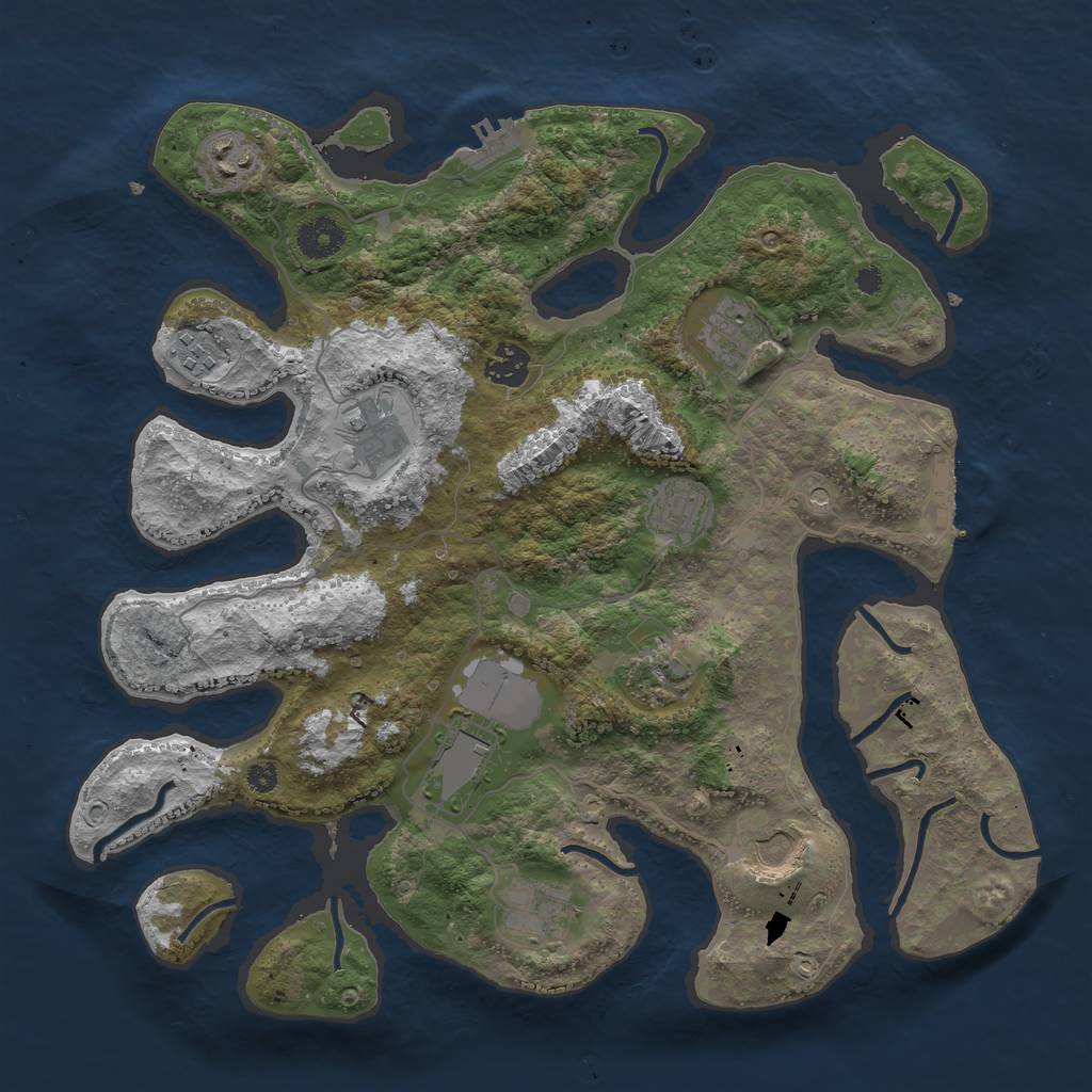 Rust Map: Procedural Map, Size: 3700, Seed: 37655911, 15 Monuments