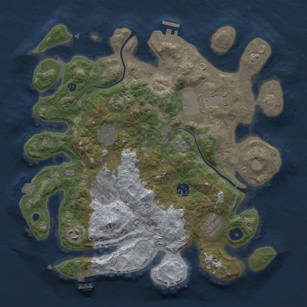 Rust Map: Procedural Map, Size: 3500, Seed: 384675873, 13 Monuments