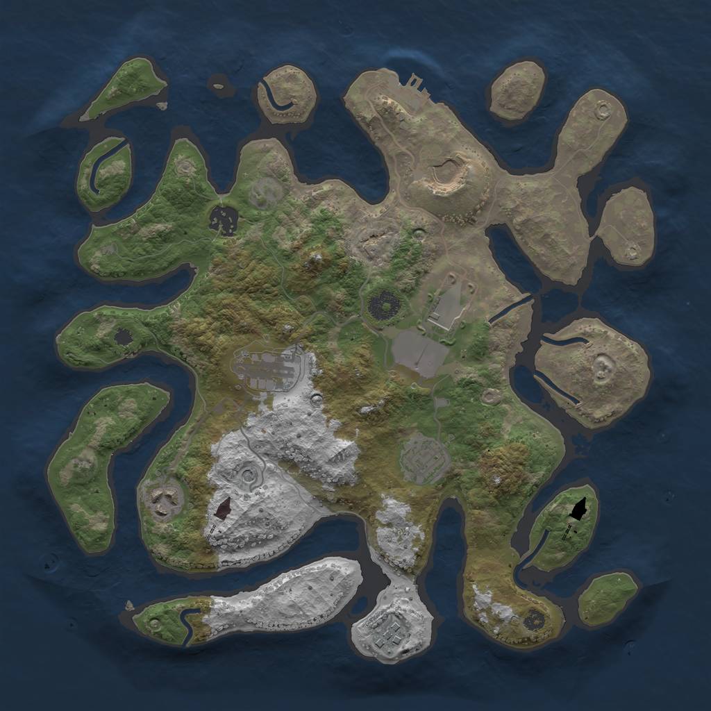 Rust Map: Procedural Map, Size: 3500, Seed: 384675873, 11 Monuments