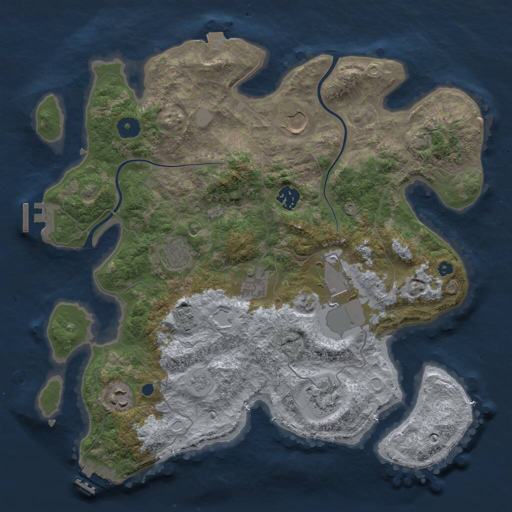 Rust Map: Procedural Map, Size: 3500, Seed: 92284534, 13 Monuments