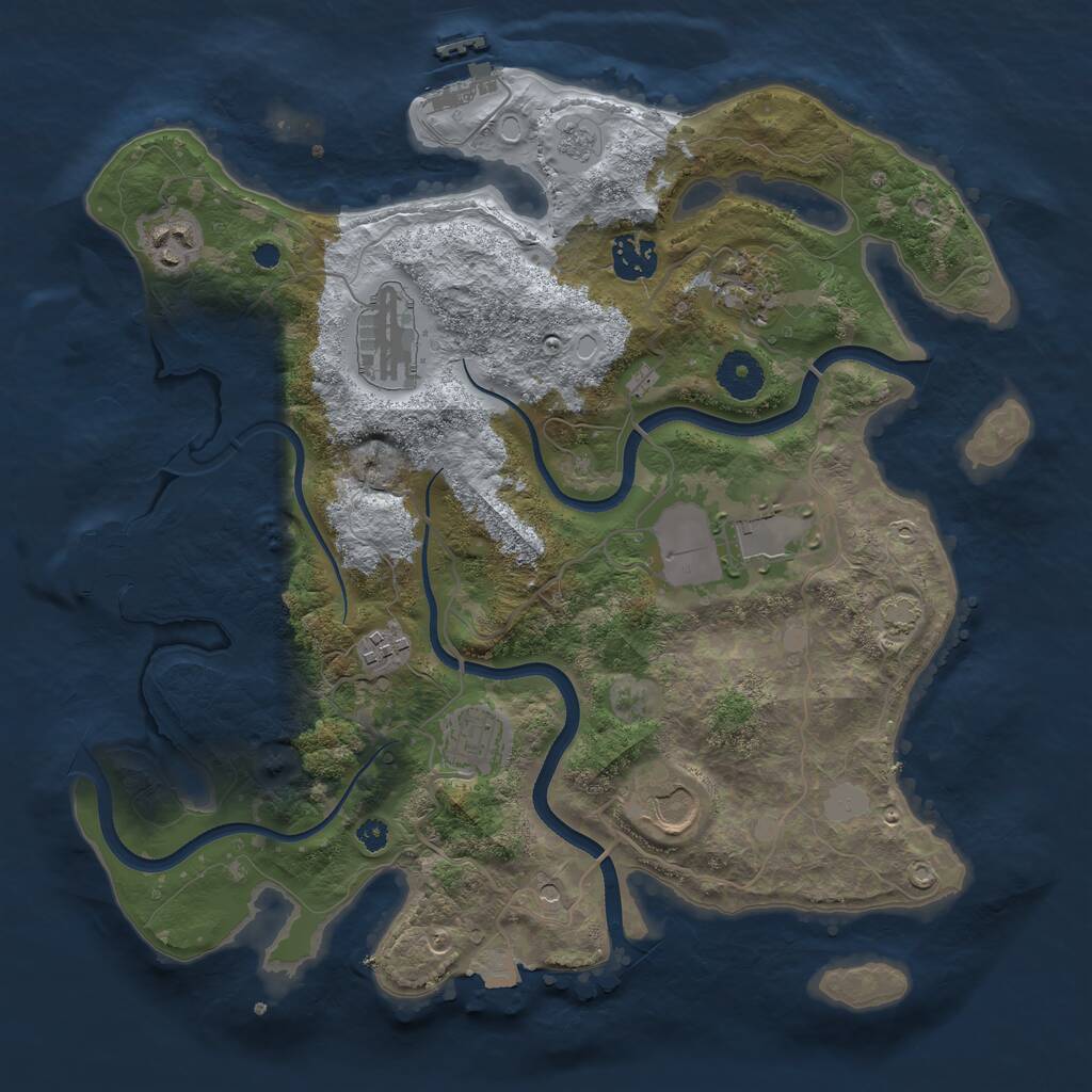 Rust Map: Procedural Map, Size: 3500, Seed: 103287177, 14 Monuments