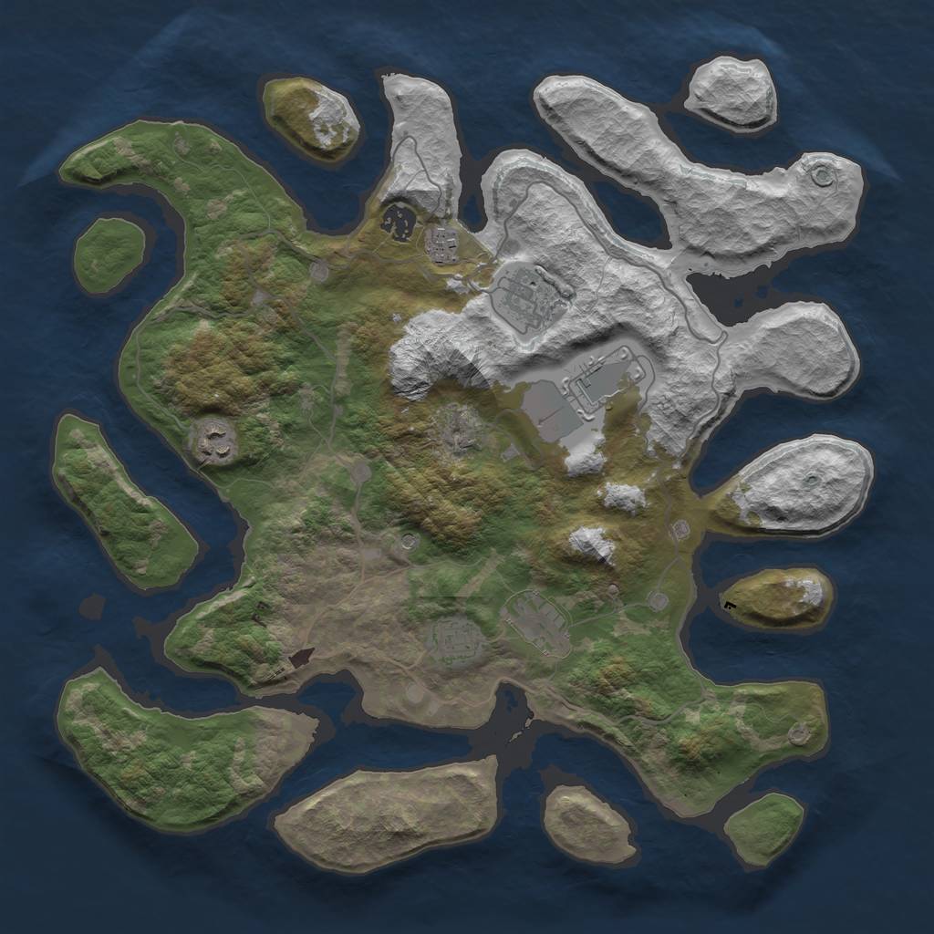 Rust Map: Barren, Size: 4000, Seed: 574578, 10 Monuments