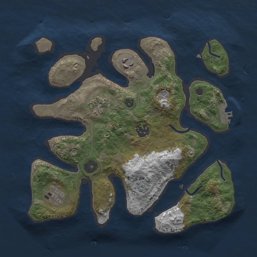 Rust Map: Procedural Map, Size: 2901, Seed: 696053246, 9 Monuments