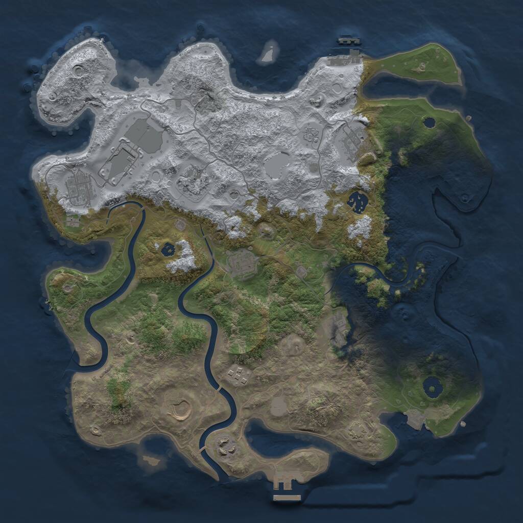 Rust Map: Procedural Map, Size: 3850, Seed: 1006472585, 16 Monuments