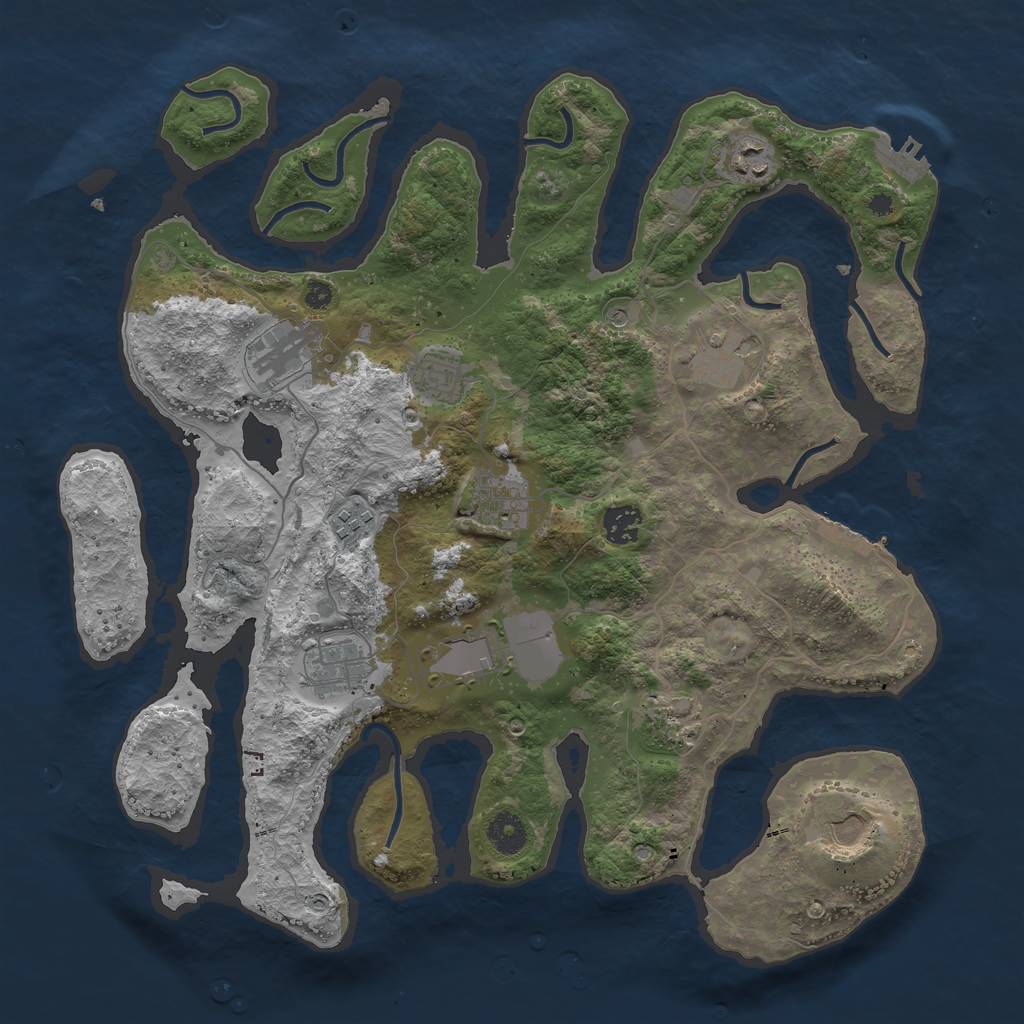 Rust Map: Procedural Map, Size: 3850, Seed: 1850163401, 16 Monuments