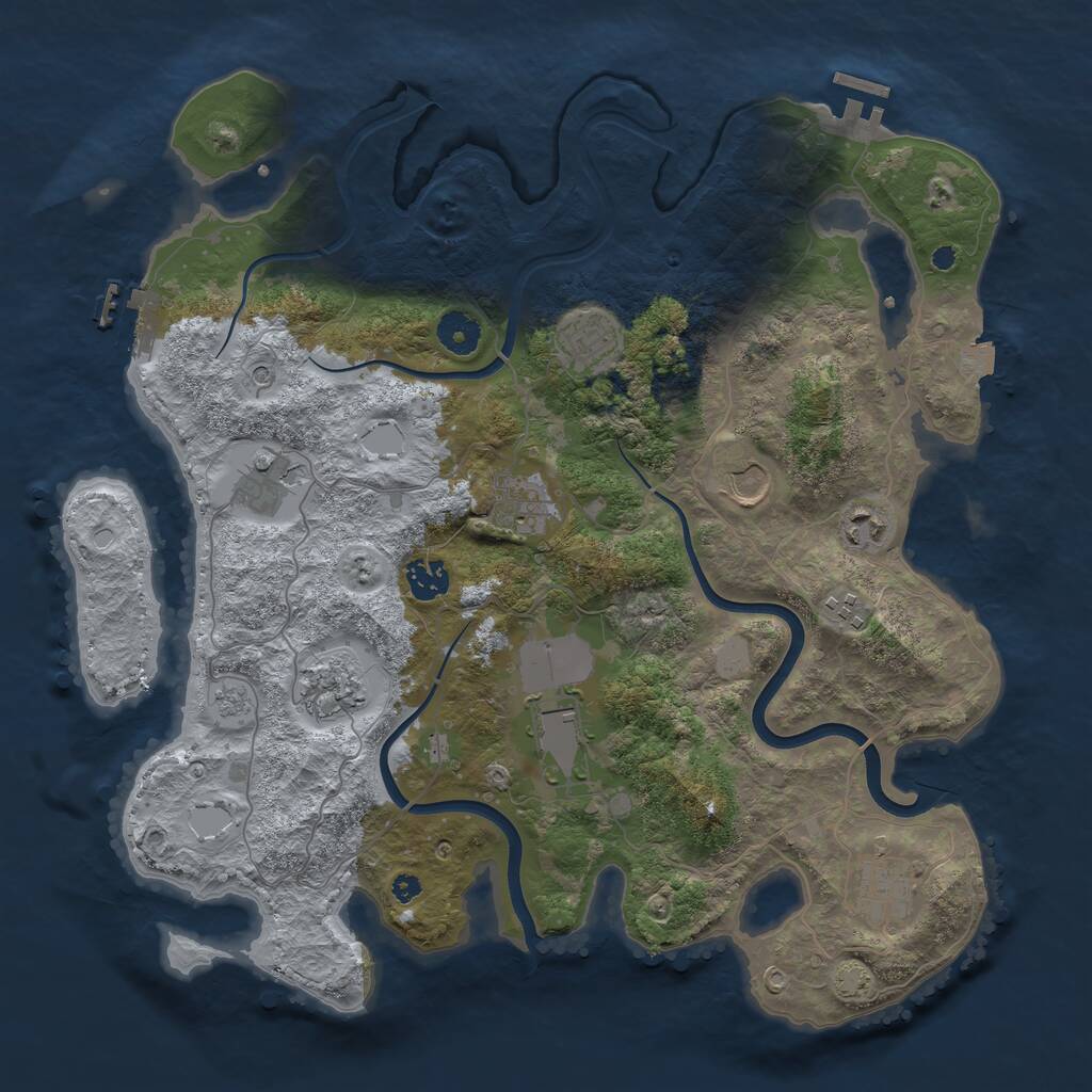 Rust Map: Procedural Map, Size: 3850, Seed: 1850163401, 16 Monuments