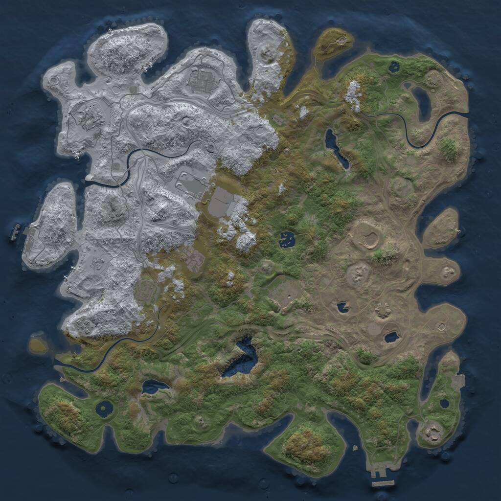 Rust Map: Procedural Map, Size: 4500, Seed: 3063, 16 Monuments