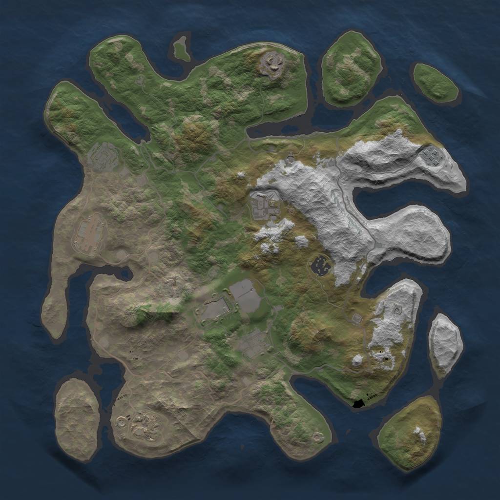 Rust Map: Barren, Size: 4000, Seed: 4891, 12 Monuments