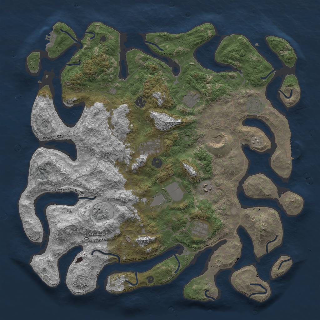 Rust Map: Procedural Map, Size: 4500, Seed: 667075, 15 Monuments