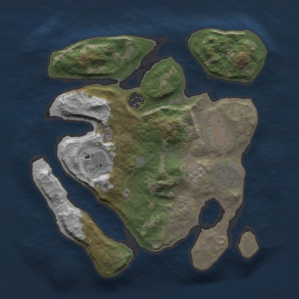 Rust Map: Barren, Size: 2900, Seed: 2134542, 8 Monuments