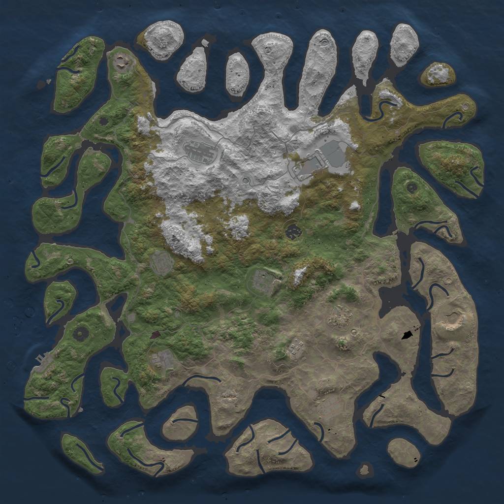 Rust Map: Procedural Map, Size: 5000, Seed: 78962345, 15 Monuments