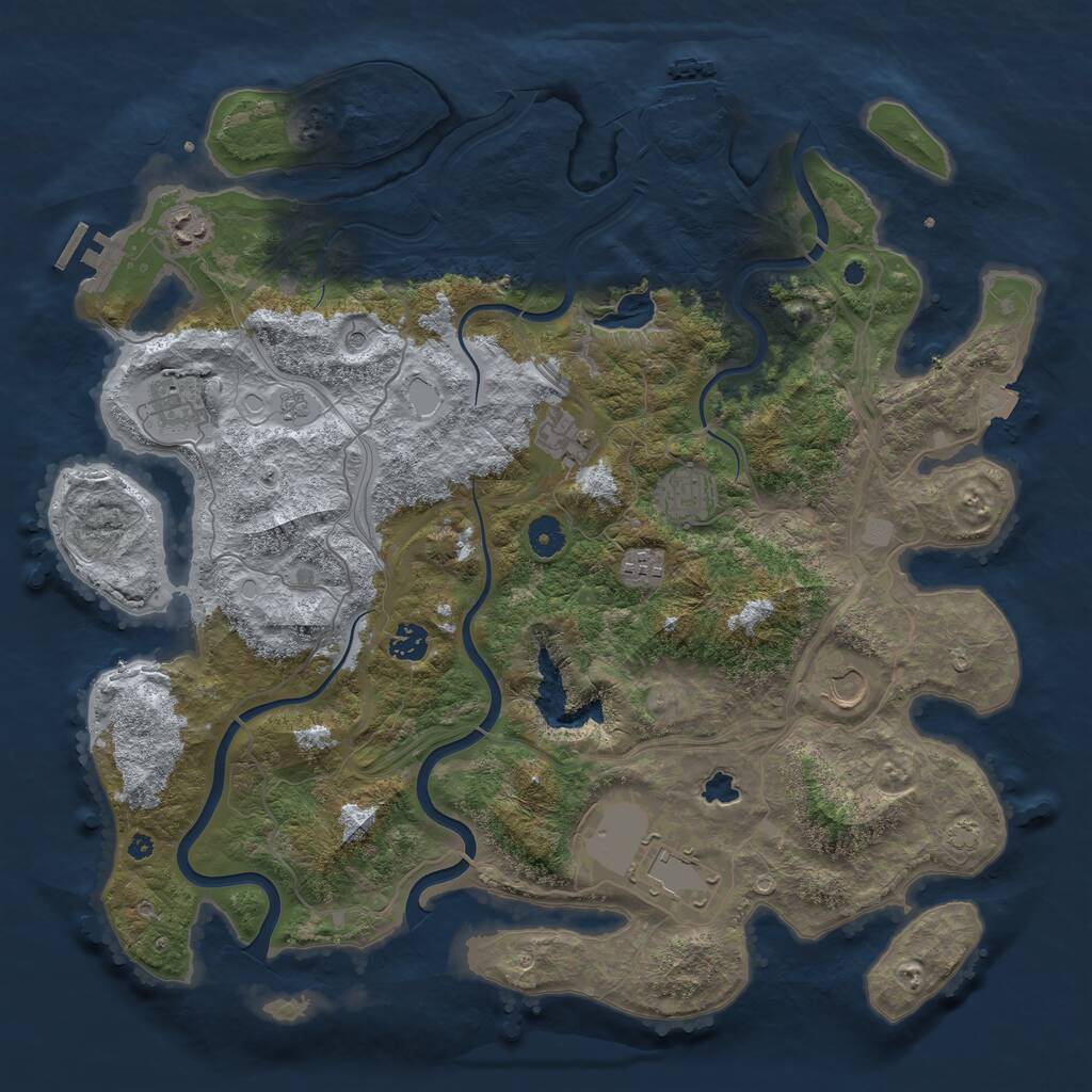 Rust Map: Procedural Map, Size: 4250, Seed: 29373, 14 Monuments