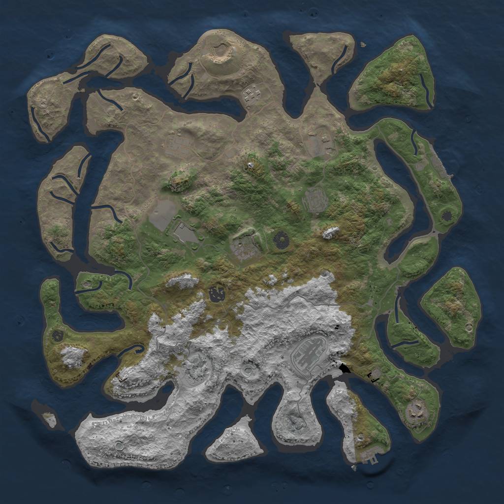 Rust Map: Procedural Map, Size: 4500, Seed: 65811420, 16 Monuments