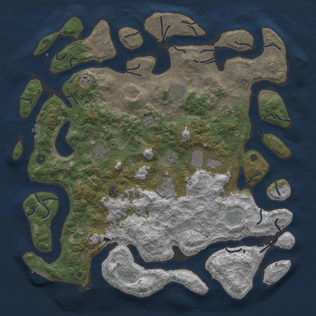 Rust Map: Procedural Map, Size: 5000, Seed: 1409, 16 Monuments
