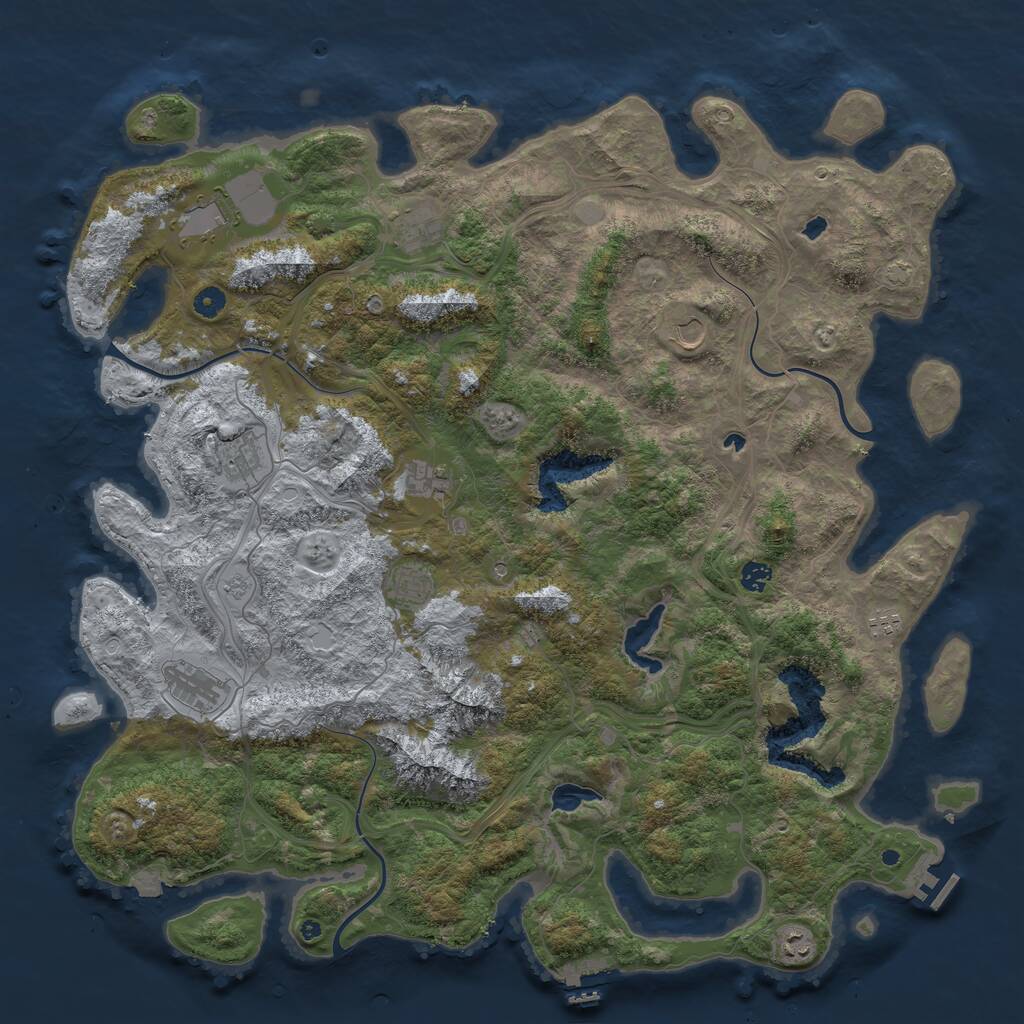Rust Map: Procedural Map, Size: 5000, Seed: 5648854, 16 Monuments