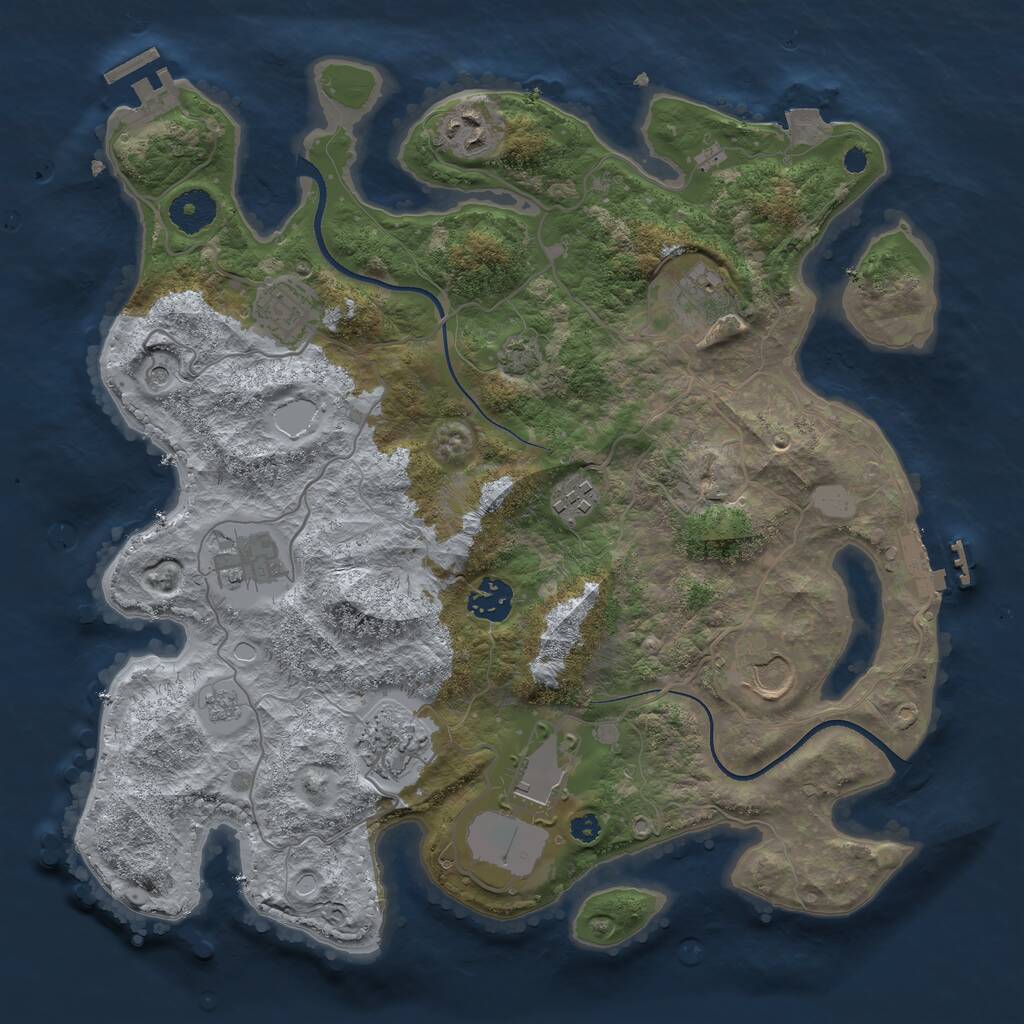 Rust Map: Procedural Map, Size: 3500, Seed: 1489468169, 15 Monuments
