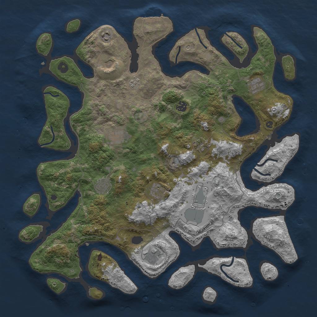 Rust Map: Procedural Map, Size: 4500, Seed: 1334172111, 15 Monuments