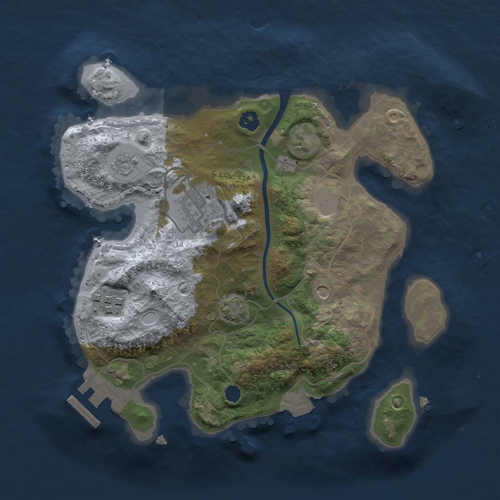 Rust Map: Procedural Map, Size: 2500, Seed: 1234569, 7 Monuments