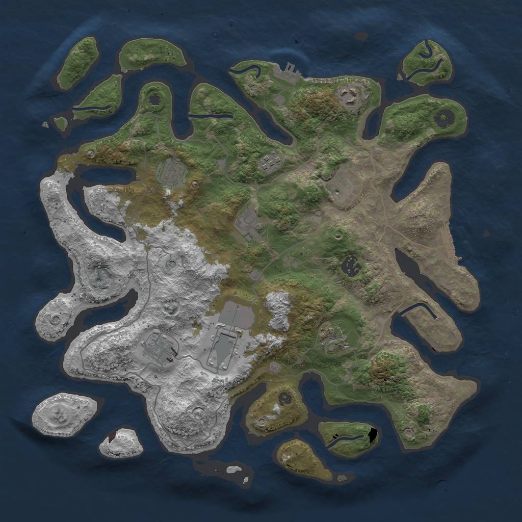 Rust Map: Procedural Map, Size: 4000, Seed: 3697, 14 Monuments