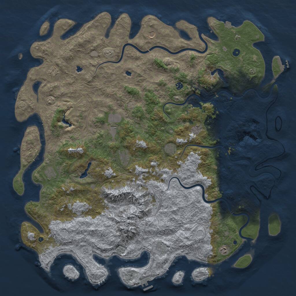 Rust Map: Procedural Map, Size: 6000, Seed: 1147473647, 17 Monuments