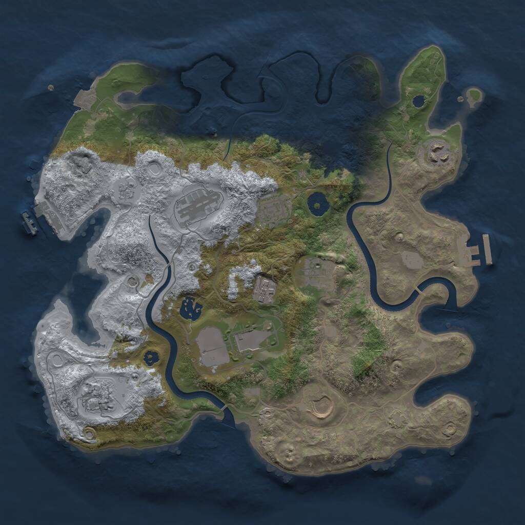 Rust Map: Procedural Map, Size: 3500, Seed: 553393890, 15 Monuments