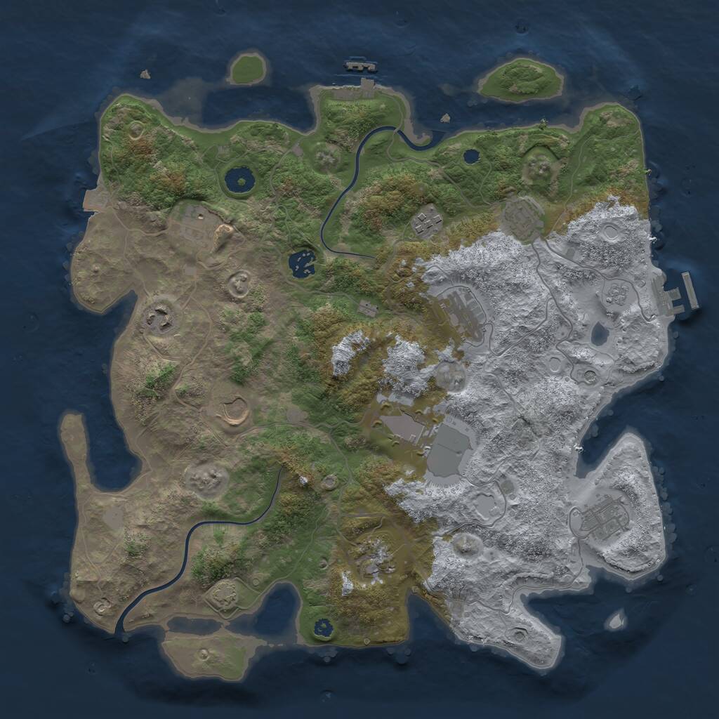 Rust Map: Procedural Map, Size: 3850, Seed: 1328875711, 16 Monuments