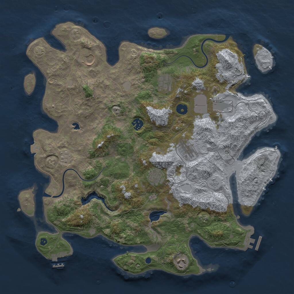 Rust Map: Procedural Map, Size: 4000, Seed: 243412515, 14 Monuments