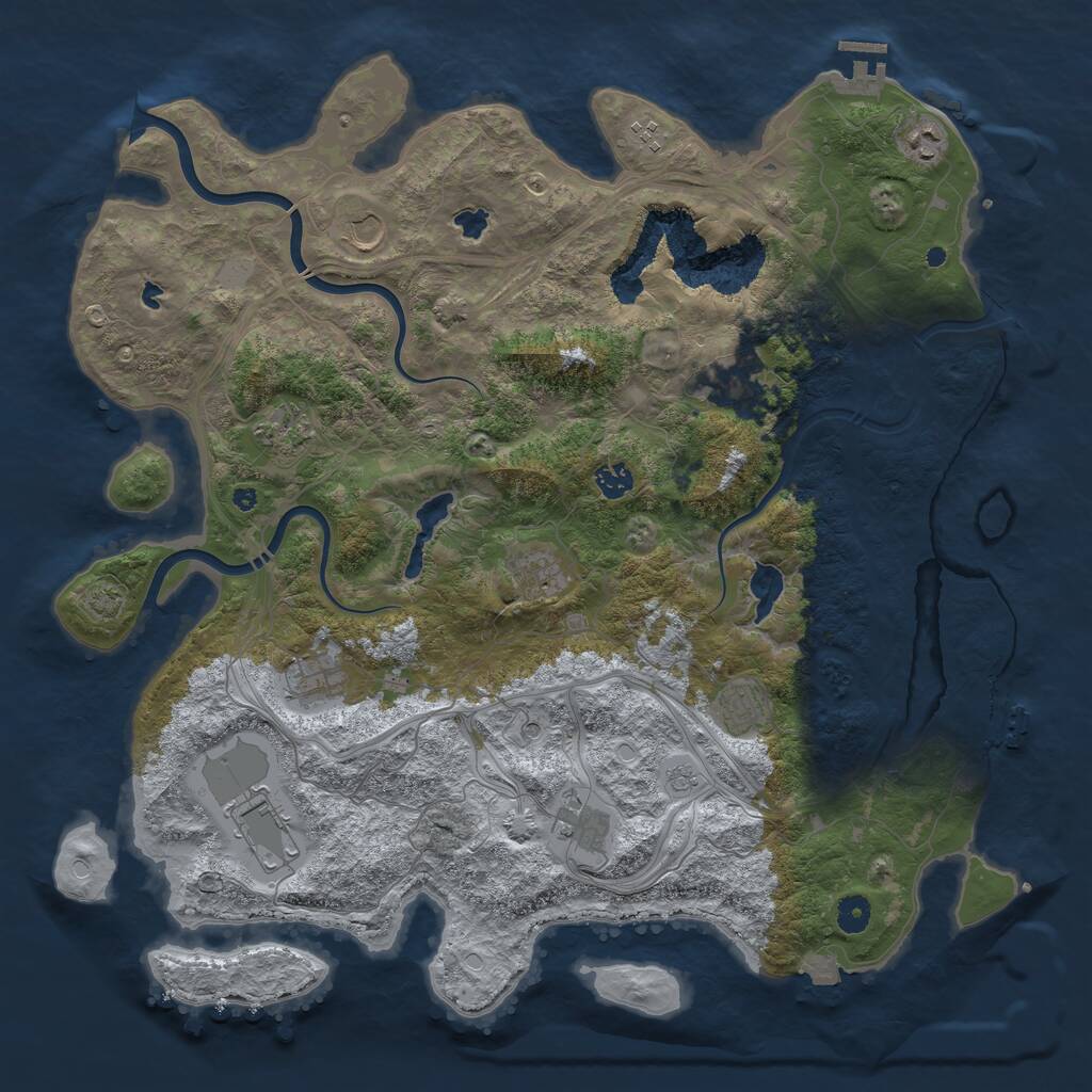 Rust Map: Procedural Map, Size: 4500, Seed: 5201314, 17 Monuments