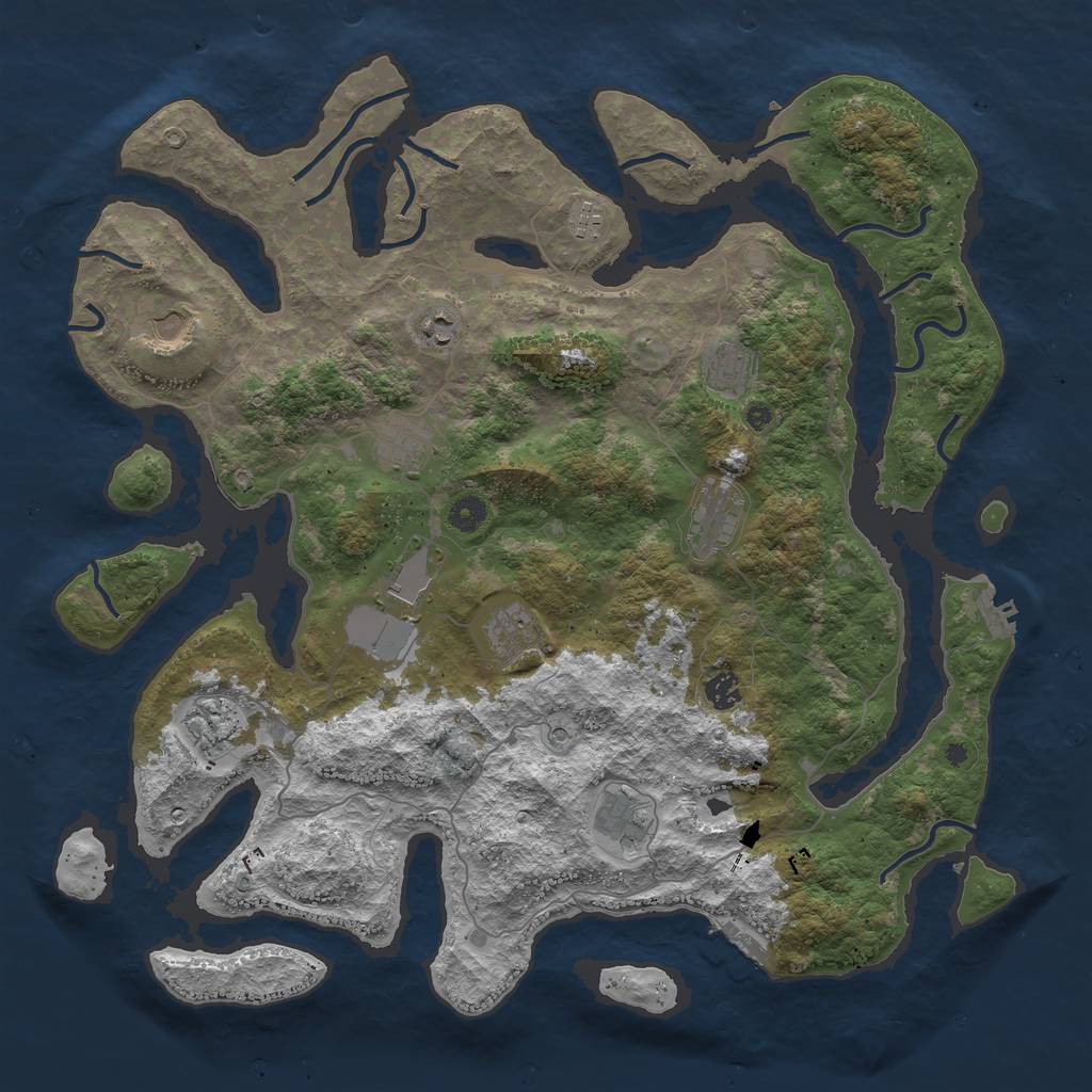 Rust Map: Procedural Map, Size: 4500, Seed: 5201314, 16 Monuments