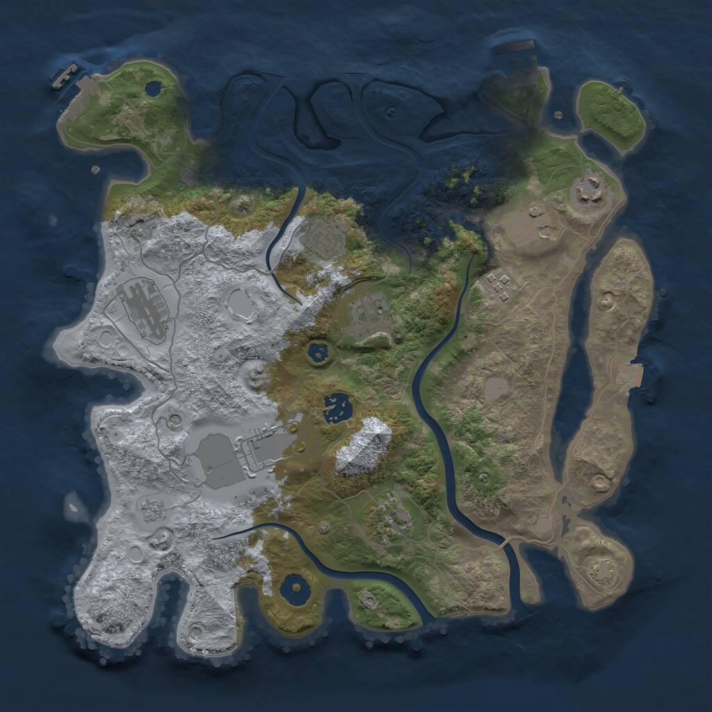 Rust Map: Procedural Map, Size: 3500, Seed: 100031591, 15 Monuments