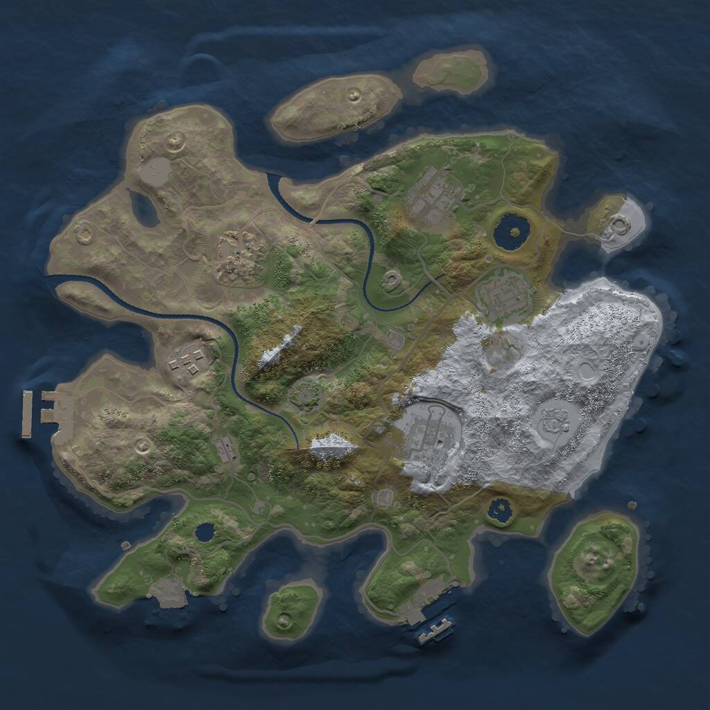 Rust Map: Procedural Map, Size: 3000, Seed: 1338556390, 10 Monuments