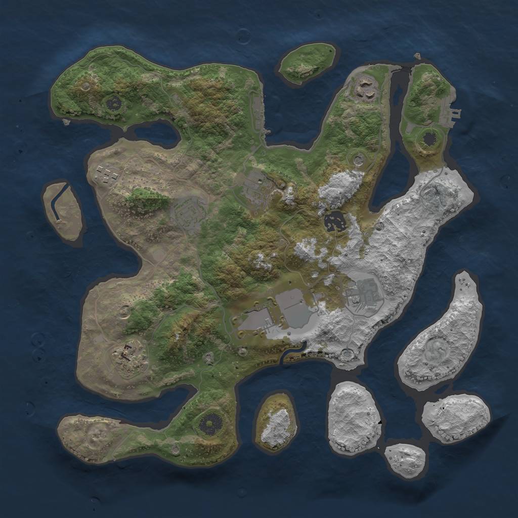 Rust Map: Procedural Map, Size: 3500, Seed: 972275580, 13 Monuments