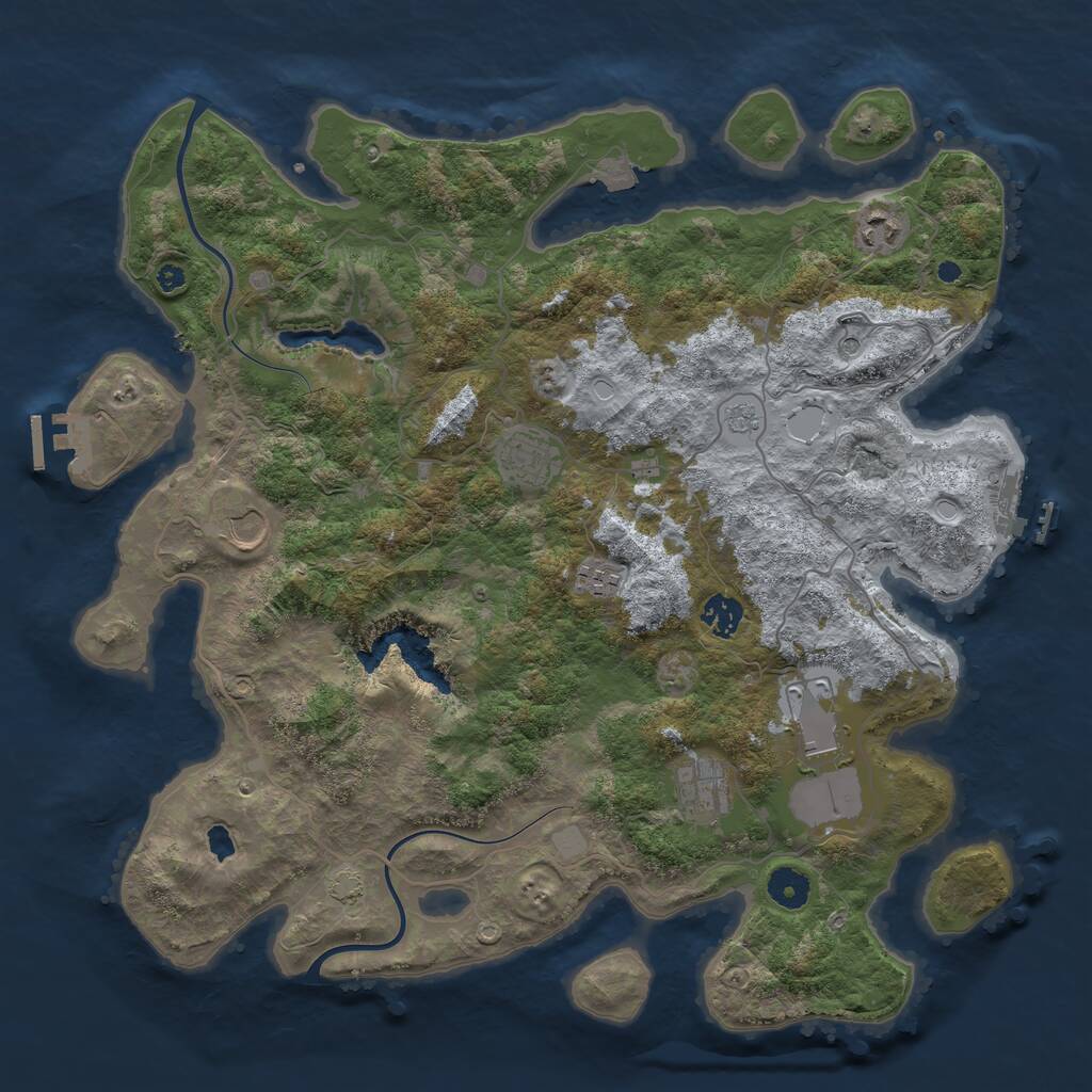 Rust Map: Procedural Map, Size: 4000, Seed: 7712, 13 Monuments