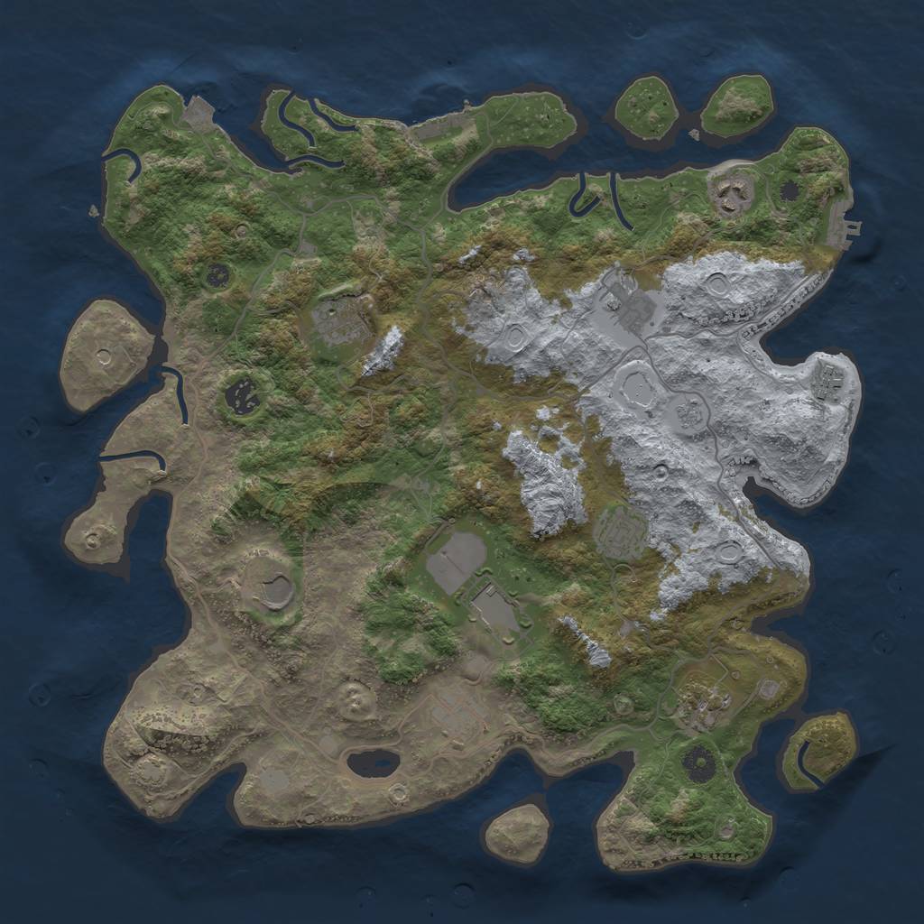 Rust Map: Procedural Map, Size: 4000, Seed: 7712, 18 Monuments