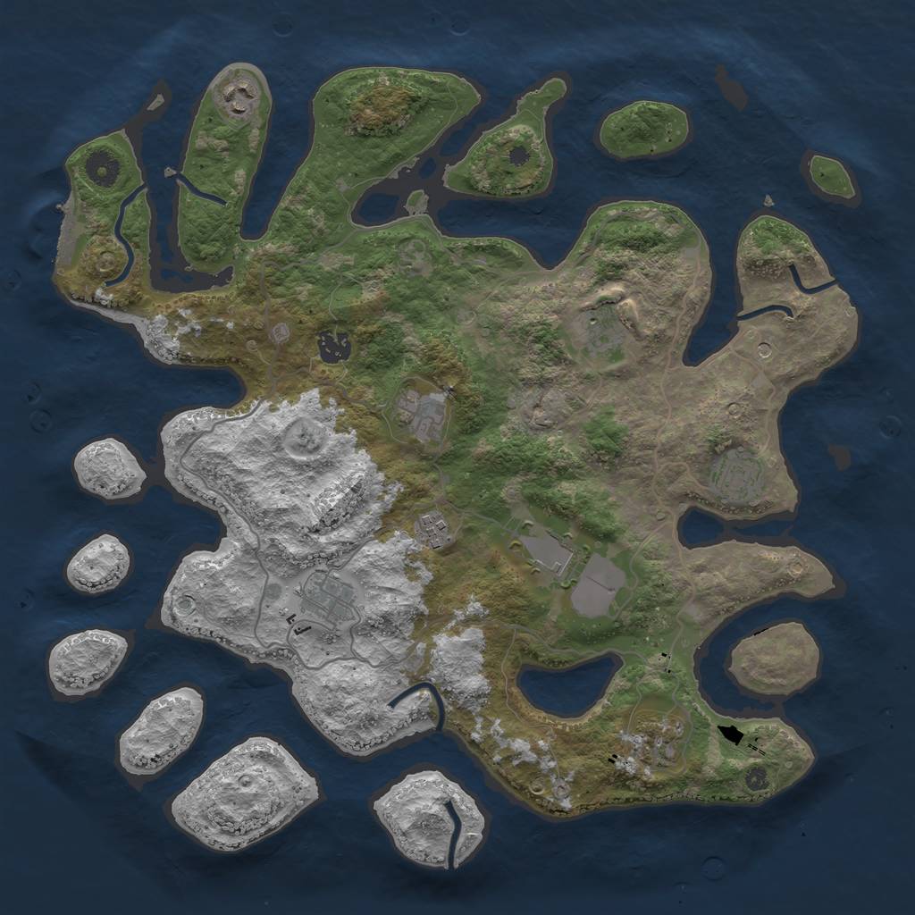 Rust Map: Procedural Map, Size: 4000, Seed: 974107243, 13 Monuments