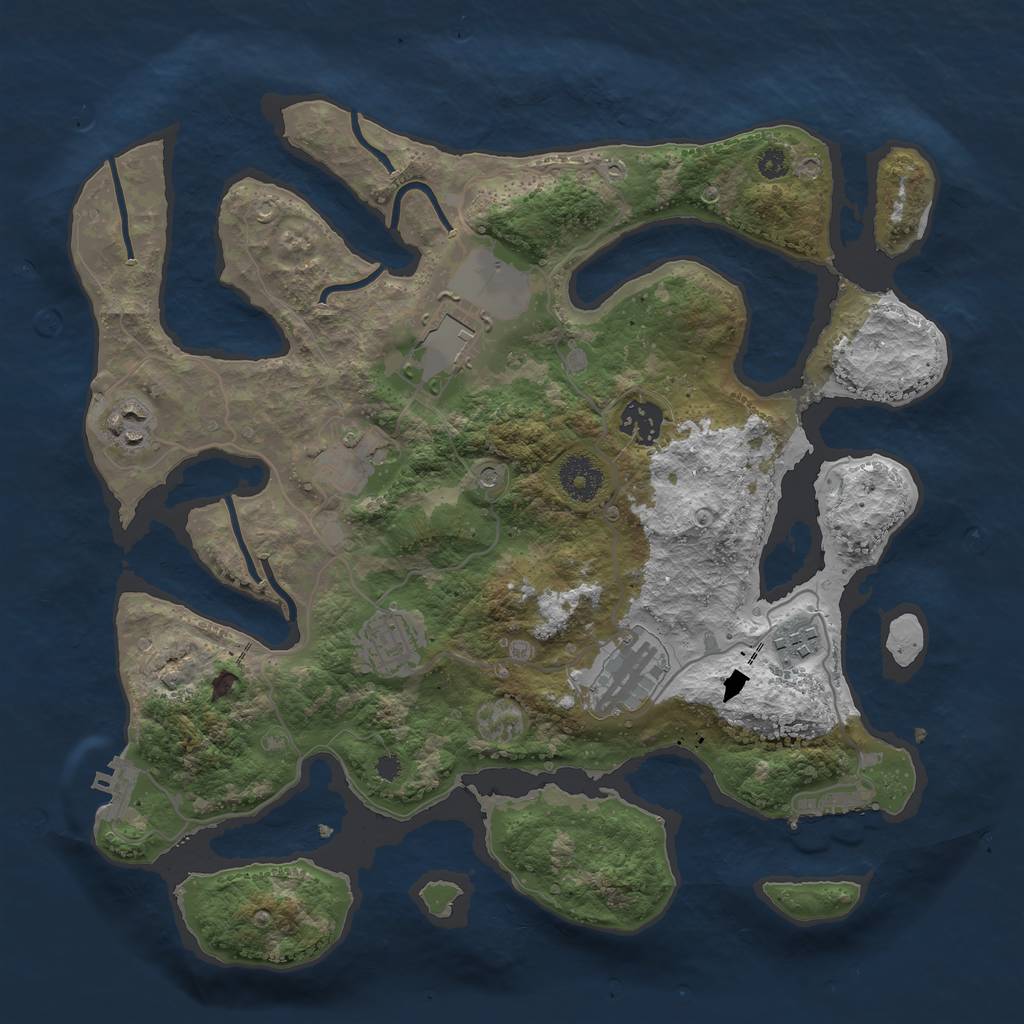 Rust Map: Procedural Map, Size: 3500, Seed: 636189935, 12 Monuments