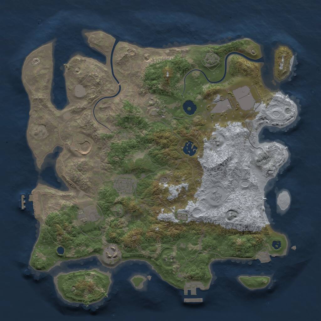 Rust Map: Procedural Map, Size: 3500, Seed: 636189935, 13 Monuments