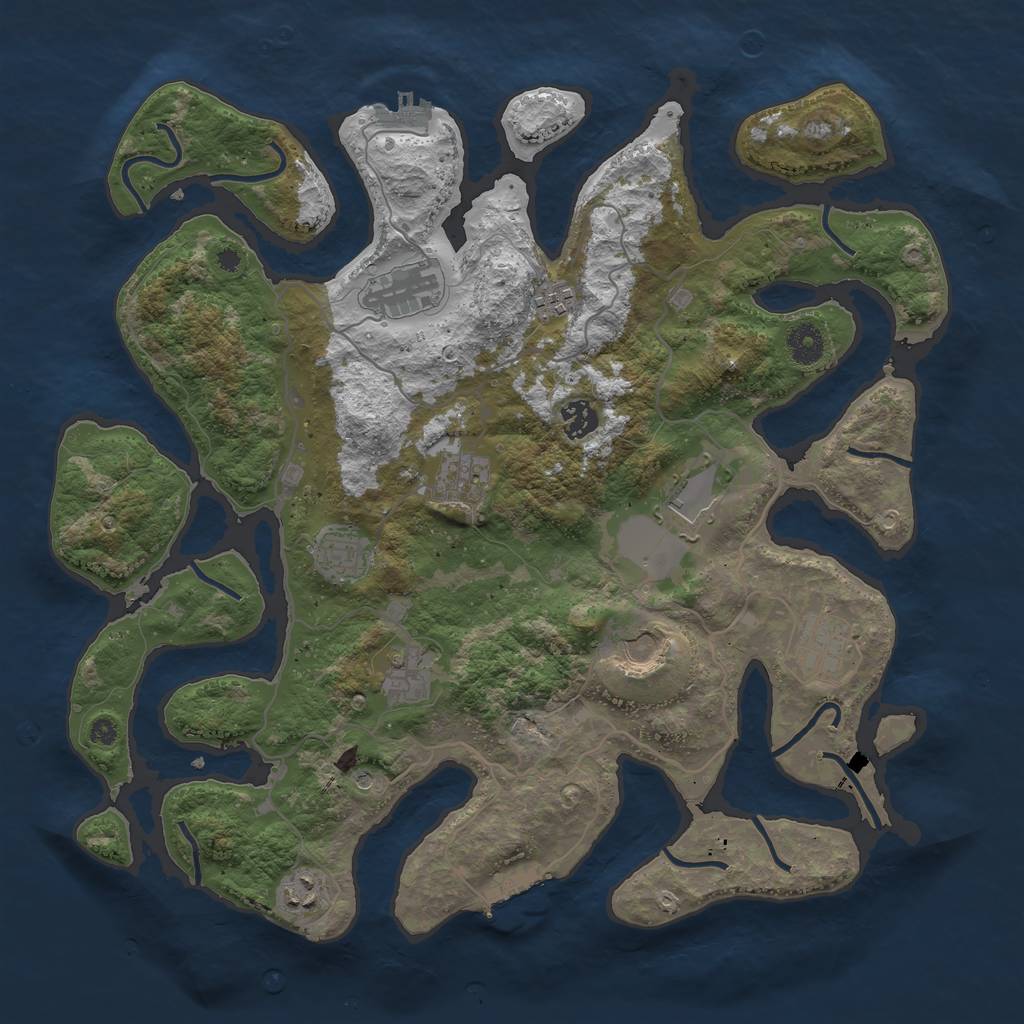 Rust Map: Procedural Map, Size: 4000, Seed: 9859876, 15 Monuments