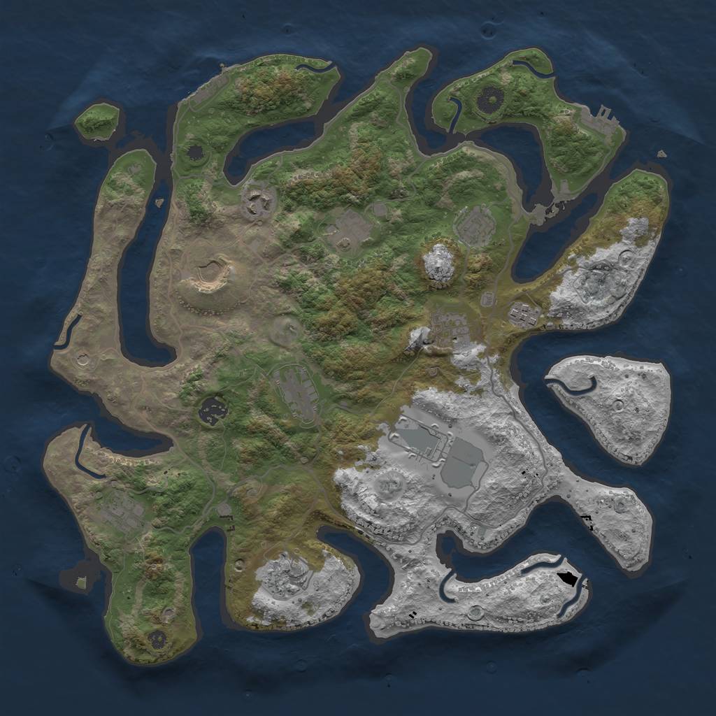 Rust Map: Procedural Map, Size: 4000, Seed: 2023438874, 16 Monuments