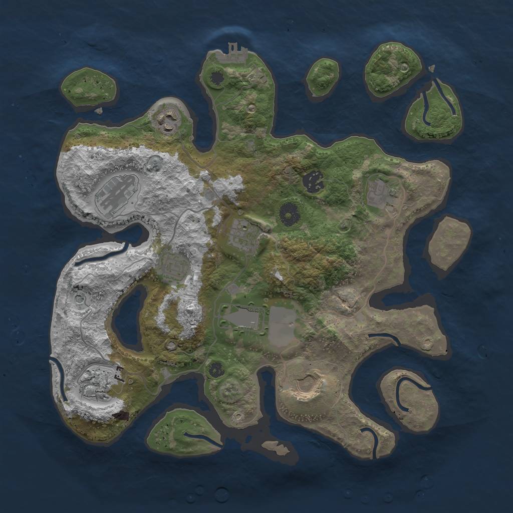 Rust Map: Procedural Map, Size: 3500, Seed: 583187, 13 Monuments