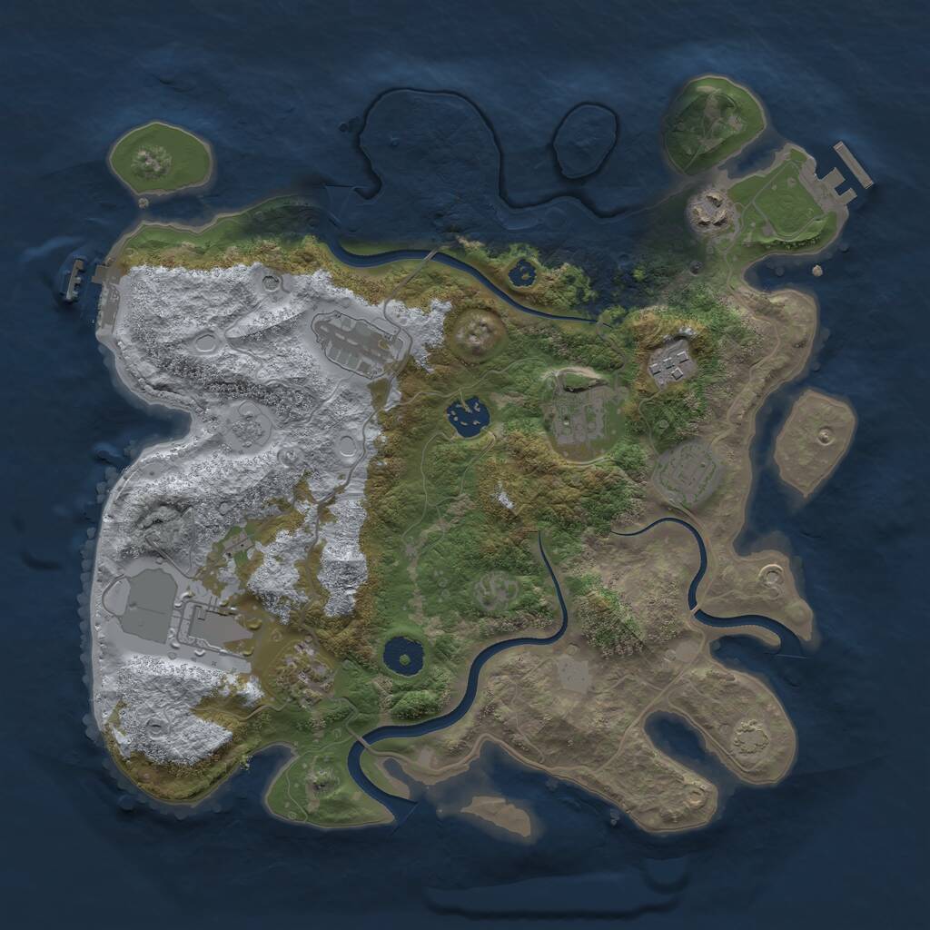 Rust Map: Procedural Map, Size: 3500, Seed: 583187, 14 Monuments