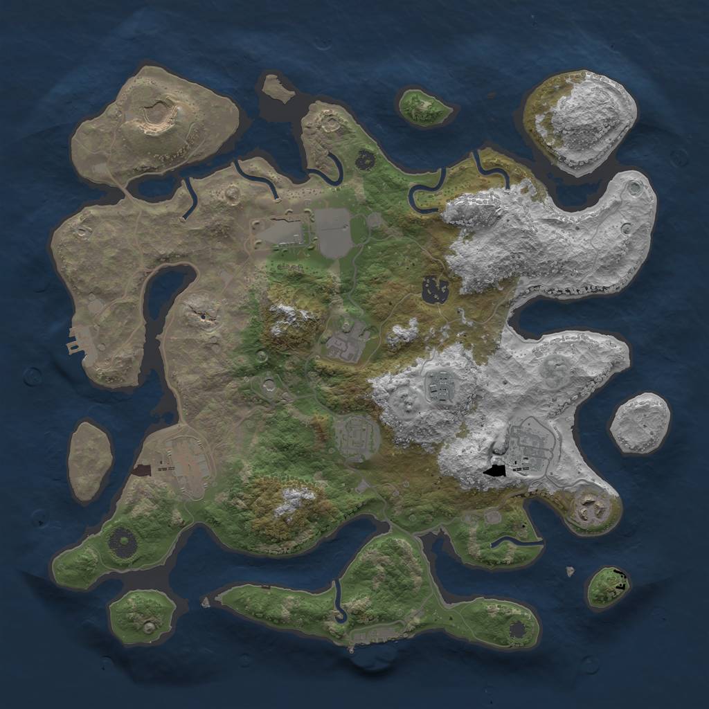 Rust Map: Procedural Map, Size: 3700, Seed: 1993838219, 14 Monuments