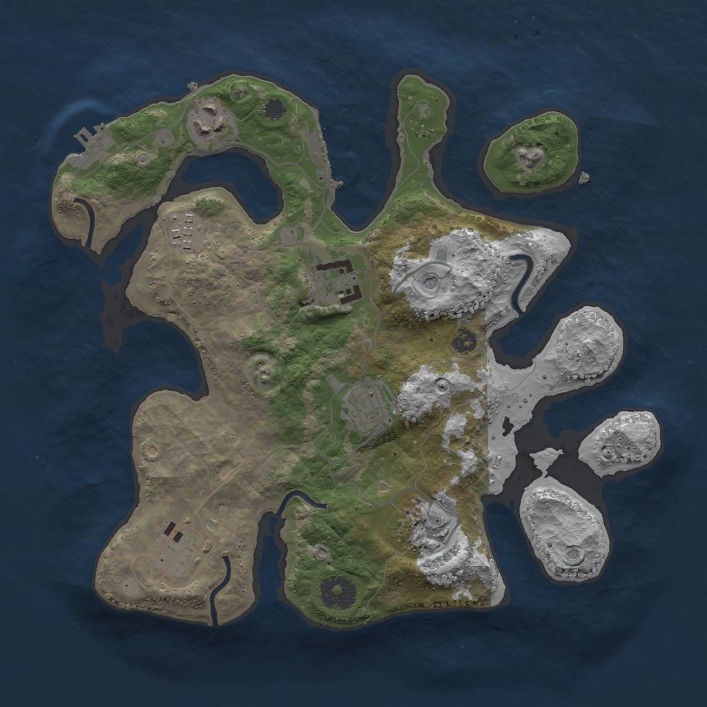 Rust Map: Procedural Map, Size: 3000, Seed: 280393123, 11 Monuments